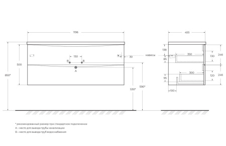 Тумба под раковину BelBagno Marino-Cer 120 MARINO-CER-N-1200-2C-SO-BL-P